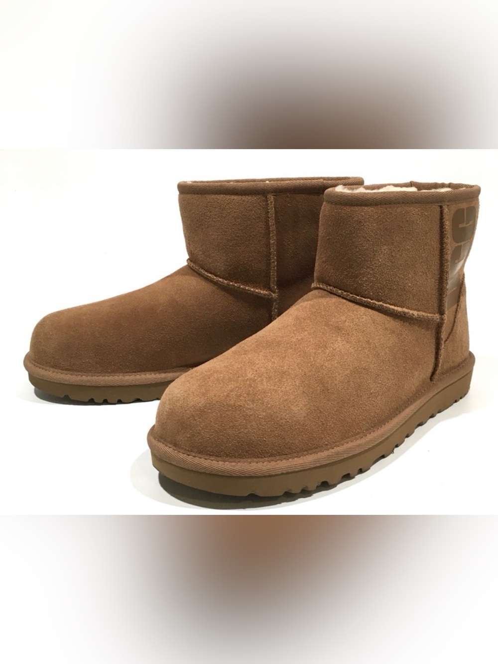 UGG Classic Mini Boots - Chestnut Color - Suede - Sheepskin Lining - Picture 3 of 9